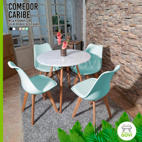 Comedor Caribe (Mesa Redonda Eames con Sillas Tulip)