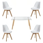 Comedor Nordico Mesa Rectangular de Vidrio y Sillas Tulip