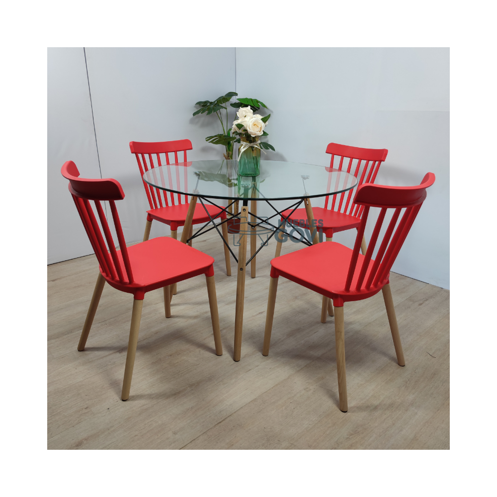 Comedor Windsor con Mesa Redonda de Vidrio
