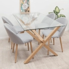 Comedor Bread wood Mesa Vidrio y  Sillas Bread