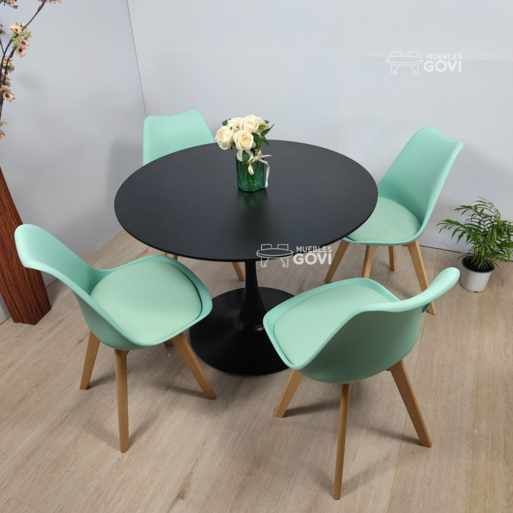 Comedor Parkert Mesa Redonda y Sillas Tulip