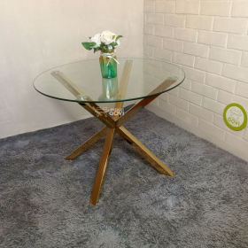 Mesa vidrio Redonda Madrid Gold 100cm