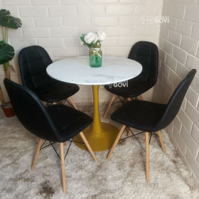 Comedor Tuy Mesa Tulip Gold + Sillas Buckle