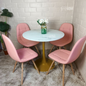 Comedor Tuy Mesa Tulip Gold + Sillas Buckle