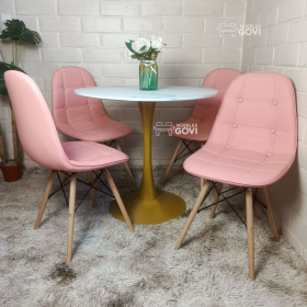 Comedor Tuy Mesa Tulip Gold + Sillas Buckle
