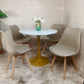Comedor Ocamo: Mesa Tulip Gold + Sillas Oak