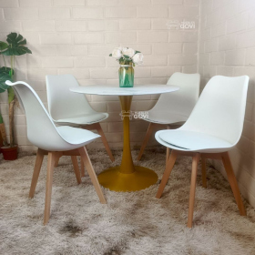Comedor Ocamo: Mesa Tulip Gold + Sillas Oak