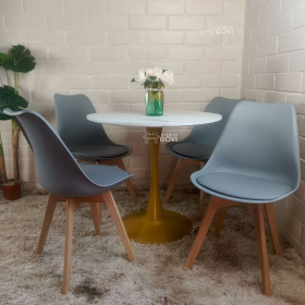 Comedor Ocamo: Mesa Tulip Gold + Sillas Oak