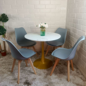 Comedor Ocamo: Mesa Tulip Gold + Sillas Oak