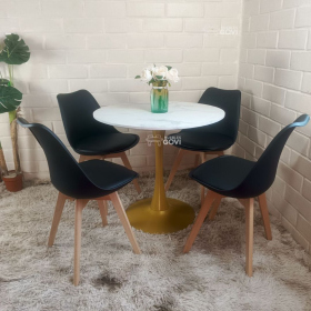 Comedor Ocamo: Mesa Tulip Gold + Sillas Oak