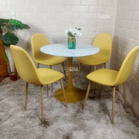 Comedor Morichal: Mesa Tulip Gold + Sillas Scoop