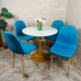 Comedor Morichal: Mesa Tulip Gold + Sillas Scoop