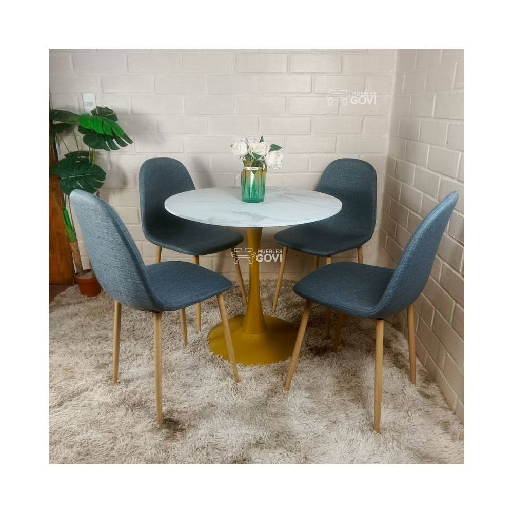 Comedor Morichal: Mesa Tulip Gold + Sillas Scoop