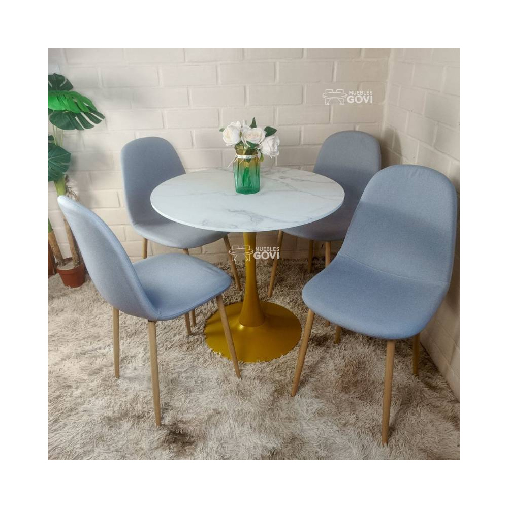 Comedor Morichal: Mesa Tulip Gold + Sillas Scoop