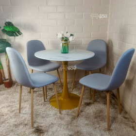 Comedor Morichal: Mesa Tulip Gold + Sillas Scoop