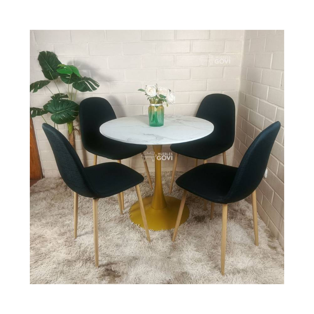 Comedor Morichal: Mesa Tulip Gold + Sillas Scoop