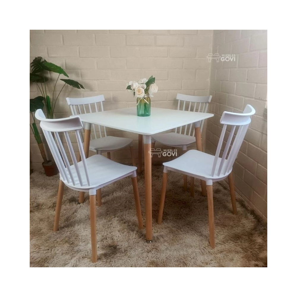 Comedor Sofia Mesa Cuadrada 80x80cm y Sillas Windsor