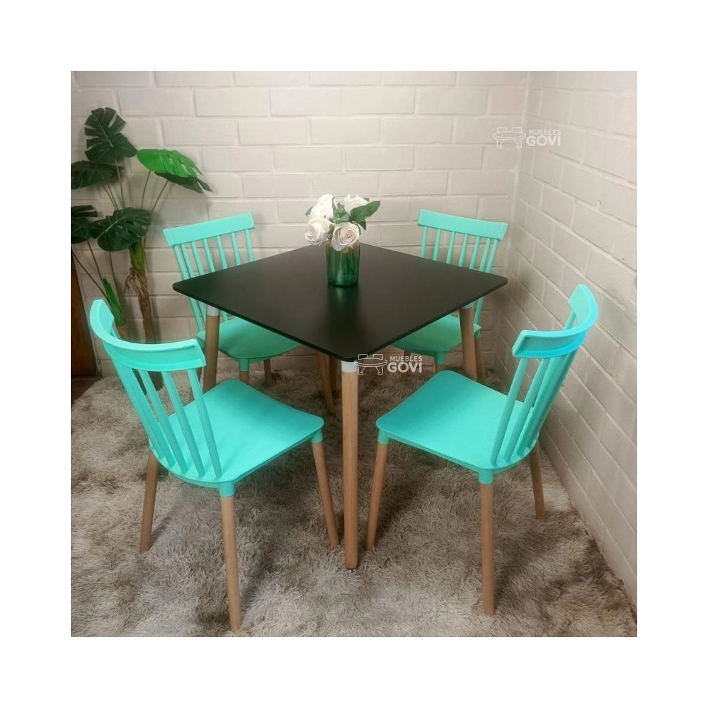 Comedor Sofia Mesa Cuadrada 80x80cm y Sillas Windsor