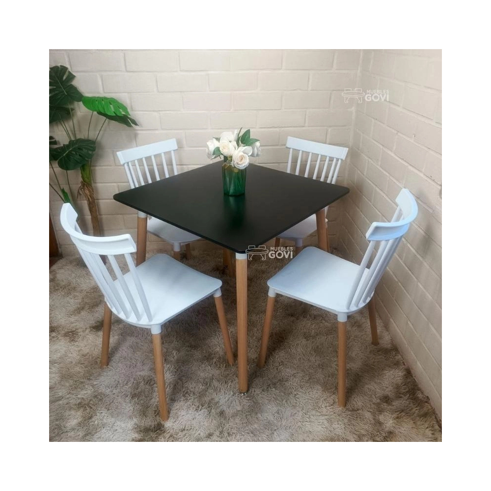 Comedor Sofia Mesa Cuadrada 80x80cm y Sillas Windsor