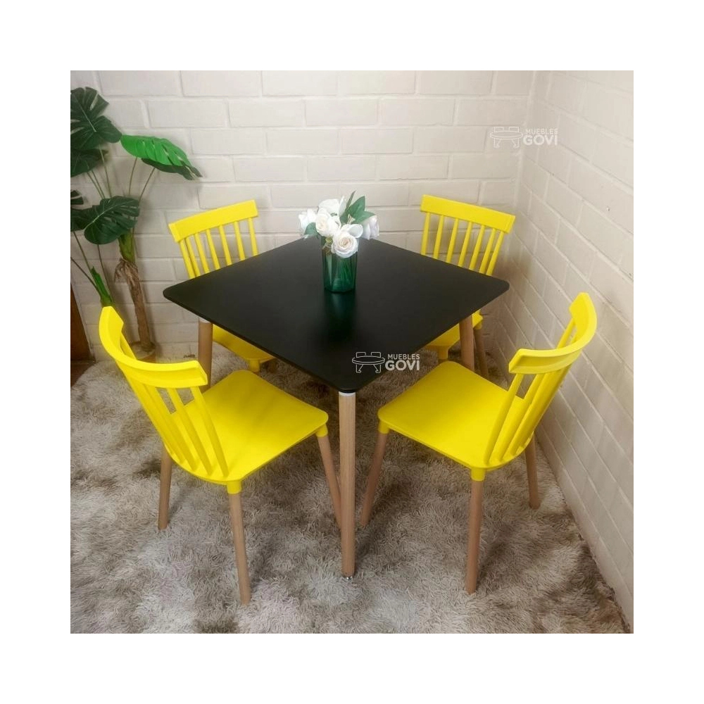 Comedor Sofia Mesa Cuadrada 80x80cm y Sillas Windsor