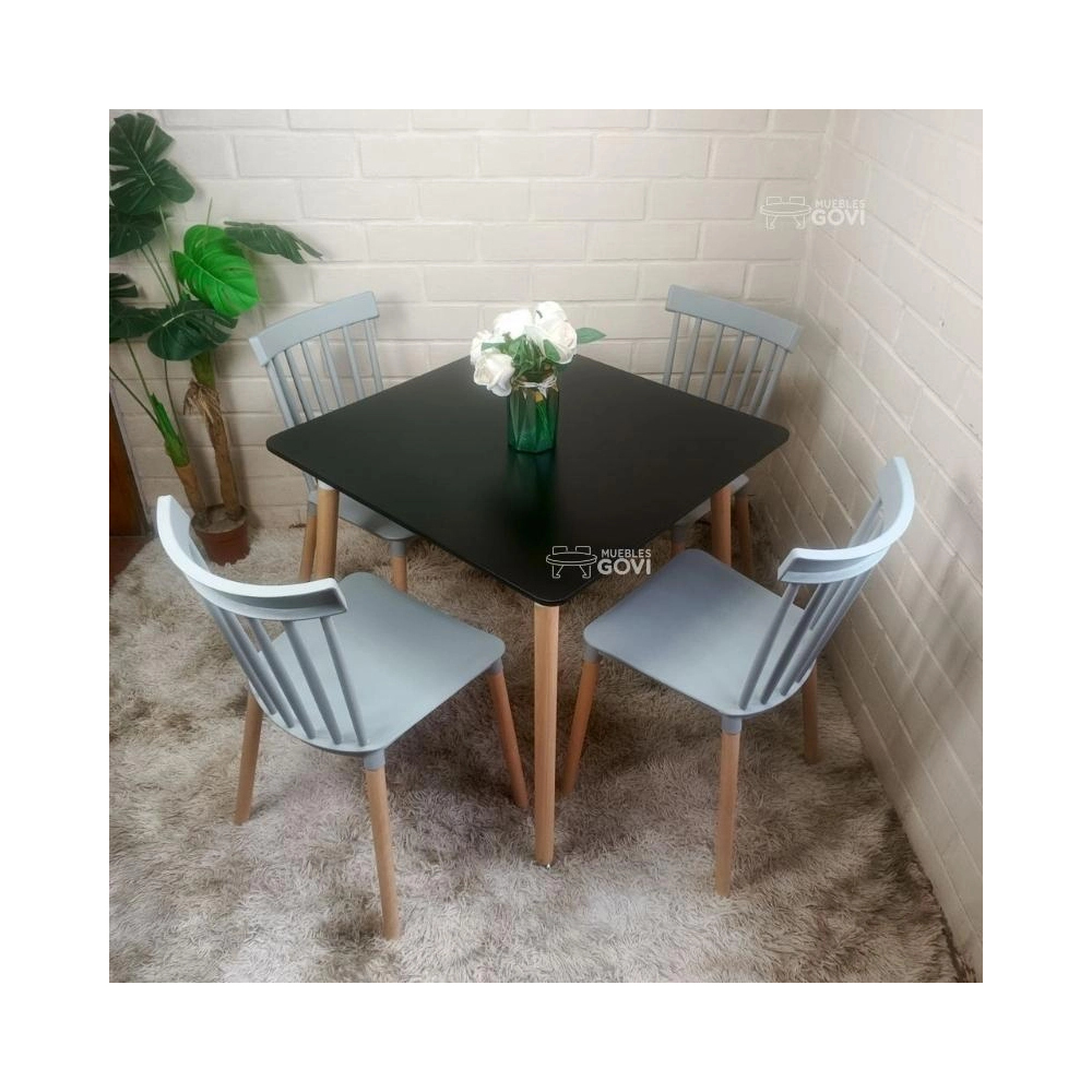 Comedor Sofia Mesa Cuadrada 80x80cm y Sillas Windsor