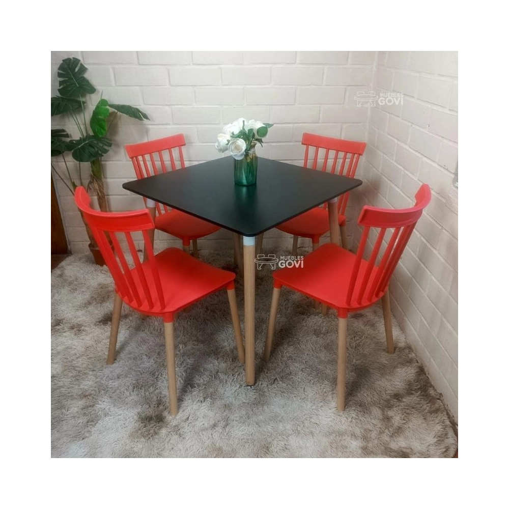 Comedor Sofia Mesa Cuadrada 80x80cm y Sillas Windsor
