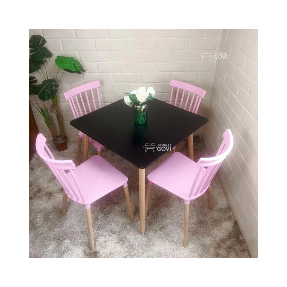 Comedor Sofia Mesa Cuadrada 80x80cm y Sillas Windsor