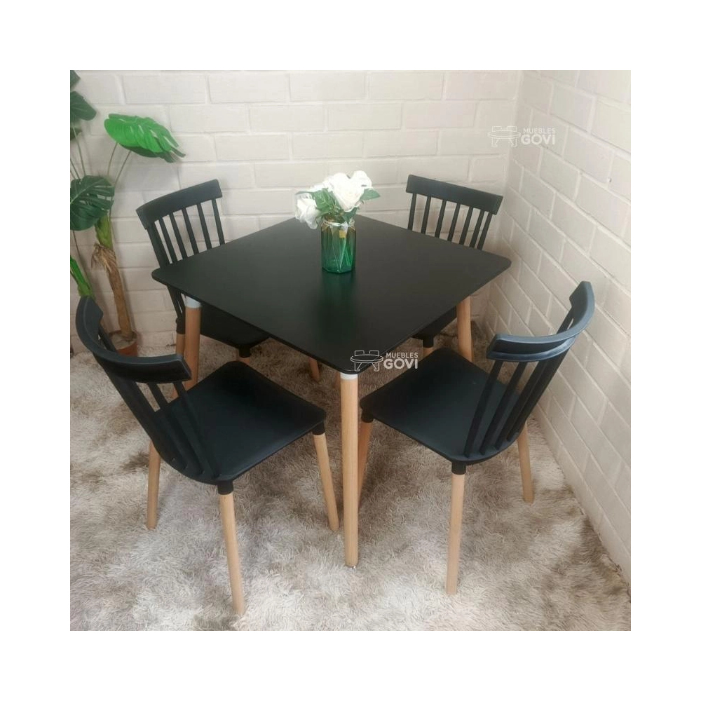 Comedor Sofia Mesa Cuadrada 80x80cm y Sillas Windsor