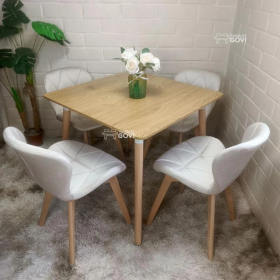 Comedor Perijá con Mesa Cuadrada MDF + Sillas Radar Velvet Tapizadas en Felpa
