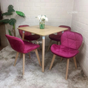 Comedor Perijá con Mesa Cuadrada MDF + Sillas Radar Velvet Tapizadas en Felpa