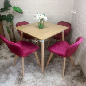 Comedor Perijá con Mesa Cuadrada MDF + Sillas Radar Velvet Tapizadas en Felpa