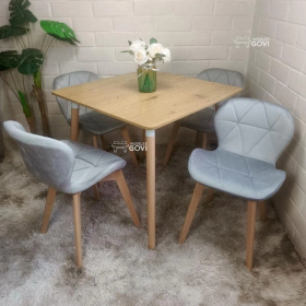 Comedor Perijá con Mesa Cuadrada MDF + Sillas Radar Velvet Tapizadas en Felpa