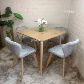 Comedor Perijá con Mesa Cuadrada MDF + Sillas Radar Velvet Tapizadas en Felpa