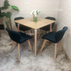 Comedor Perijá con Mesa Cuadrada MDF + Sillas Radar Velvet Tapizadas en Felpa