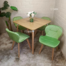 Comedor Perijá con Mesa Cuadrada MDF + Sillas Radar Velvet Tapizadas en Felpa