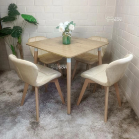 Comedor Perijá con Mesa Cuadrada MDF + Sillas Radar Velvet Tapizadas en Felpa