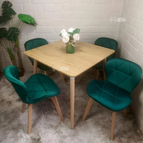 Comedor Perijá con Mesa Cuadrada MDF + Sillas Radar Velvet Tapizadas en Felpa