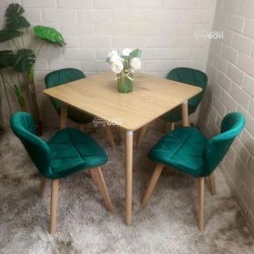 Comedor Perijá con Mesa Cuadrada MDF + Sillas Radar Velvet Tapizadas en Felpa