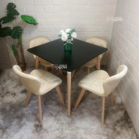 Comedor Perijá con Mesa Cuadrada MDF + Sillas Radar Velvet Tapizadas en Felpa