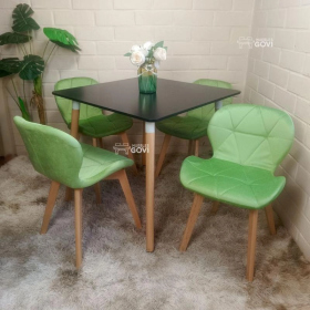 Comedor Perijá con Mesa Cuadrada MDF + Sillas Radar Velvet Tapizadas en Felpa