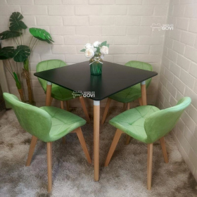 Comedor Perijá con Mesa Cuadrada MDF + Sillas Radar Velvet Tapizadas en Felpa