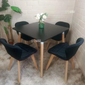 Comedor Perijá con Mesa Cuadrada MDF + Sillas Radar Velvet Tapizadas en Felpa