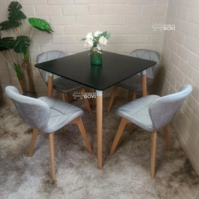 Comedor Perijá con Mesa Cuadrada MDF + Sillas Radar Velvet Tapizadas en Felpa