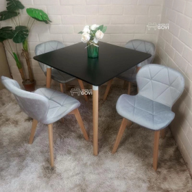 Comedor Perijá con Mesa Cuadrada MDF + Sillas Radar Velvet Tapizadas en Felpa