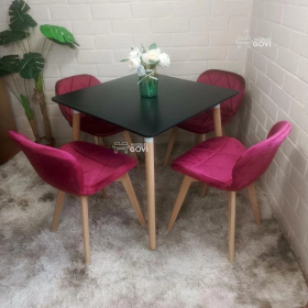 Comedor Perijá con Mesa Cuadrada MDF + Sillas Radar Velvet Tapizadas en Felpa