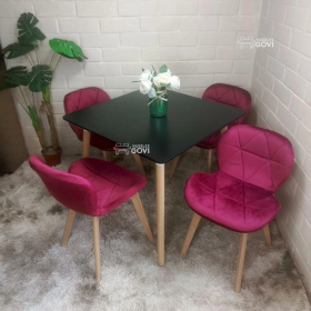 Comedor Perijá con Mesa Cuadrada MDF + Sillas Radar Velvet Tapizadas en Felpa