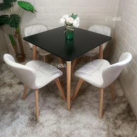 Comedor Perijá con Mesa Cuadrada MDF + Sillas Radar Velvet Tapizadas en Felpa