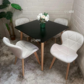 Comedor Perijá con Mesa Cuadrada MDF + Sillas Radar Velvet Tapizadas en Felpa