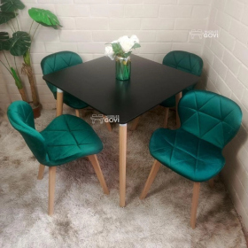 Comedor Perijá con Mesa Cuadrada MDF + Sillas Radar Velvet Tapizadas en Felpa