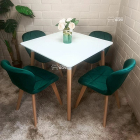 Comedor Perijá con Mesa Cuadrada MDF + Sillas Radar Velvet Tapizadas en Felpa